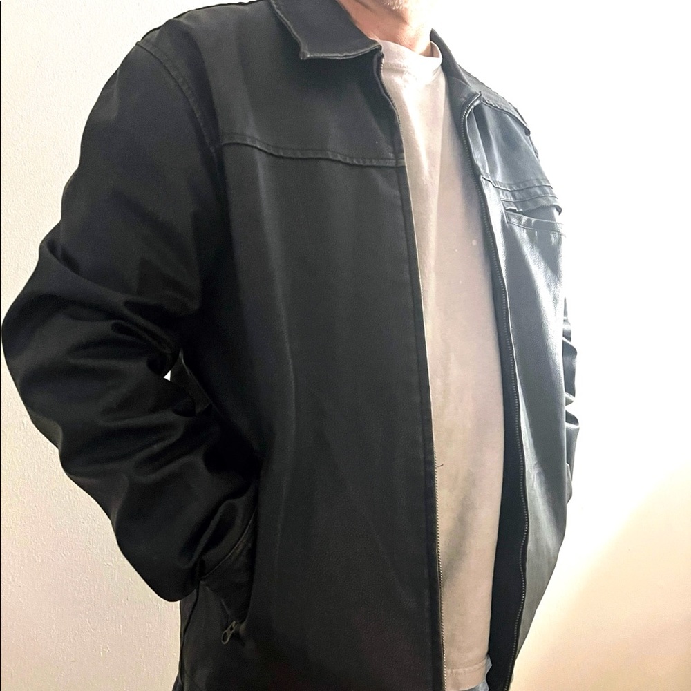 Distress aeropostale leather jacket medium husband not included 😂🤣